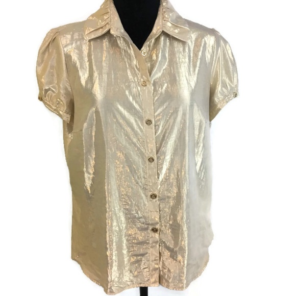 Burberry Tops - Burberry of London Metallic Blouse Sz 10 (44)